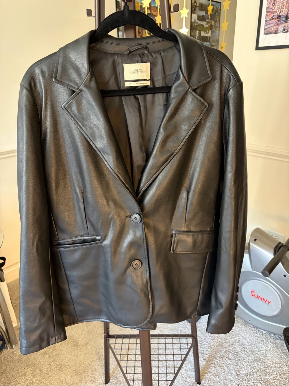 Urban Outfitters Black Faux Leather Blazer